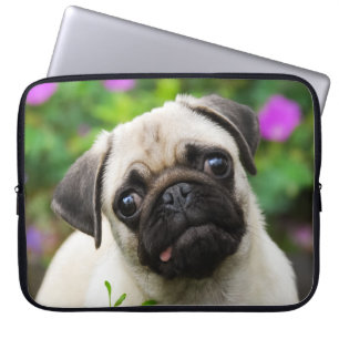 Cute Fawn Colted Pug Puppy Dog Face Pet Foto ___ Laptop Sleeve