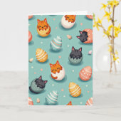 Cute Feline Hatching Pattern Card Kaart (Gele Bloem)