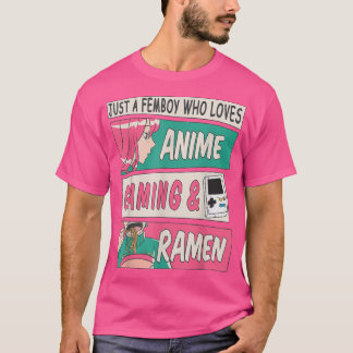 Cute Femboy Anime Gaming & Ramen Design Sissy Man T-shirt