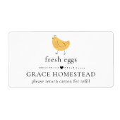 Cute ferme de poulet Jaune Oeuf Carton Étiquette (Devant)