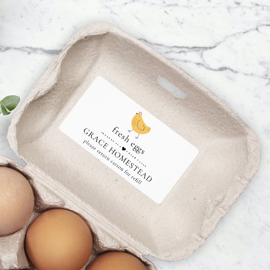 Cute ferme de poulet Jaune Oeuf Carton Étiquette