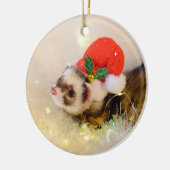 Cute Ferret in Holiday Pet kerstversiering Keramisch Ornament (Links)