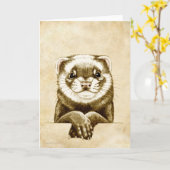 Cute Ferret Kaart (Gele Bloem)