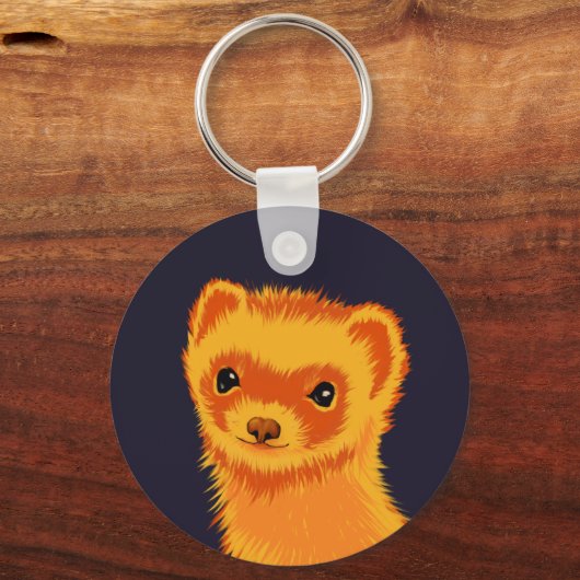 Cute Ferret QR Code Paars Pet Lover Sleutelhanger (Voorkant)