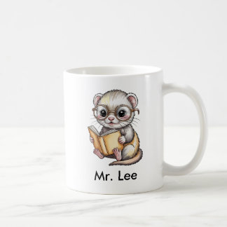 Cute Ferret Reading Book Custom Koffiemok