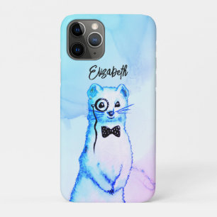 Cute Ferret Waterverf Funny Animal Name iPhone 11 Pro Hoesje