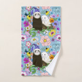 Cute Ferrets Floral (Serviette à main)