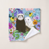 Cute Ferrets Floral (Gant de toilette)
