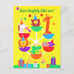 Cute Ferris Wheels Woodland Animals Aankondigingskaart