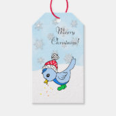 Cute Festive Blue Bird Holiday kerstcadeau Cadeaulabel (Voorkant)