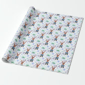 Cute Festive Blue Christmas Reindeer Cadeaupapier (Uitgerold)