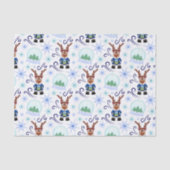 Cute Festive Blue Christmas Reindeer Tissuepapier (Voorkant)
