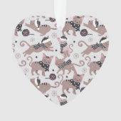 Cute Festive Chat Motif Noël Arbre Coeur (devant)