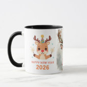 cute festive deer happy new year 2026 coffee mug (Gauche)