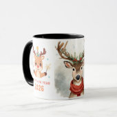 cute festive deer happy new year 2026 coffee mug (Devant gauche)