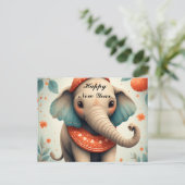 Cute Festive Elephant  Briefkaart (Staand voorkant)