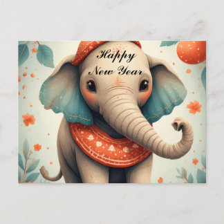 Cute Festive Elephant  Briefkaart