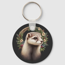Cute Festive Ferret Sleutelhanger