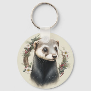 Cute Festive Ferret Sleutelhanger