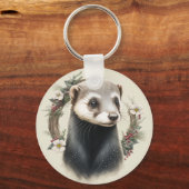 Cute Festive Ferret Sleutelhanger (Achterkant)