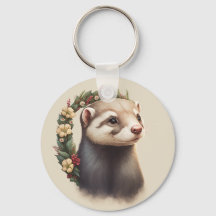 Cute Festive Ferret Sleutelhanger