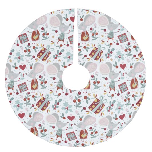 Cute Festive Mice Couple Feestdagen Pattern Kerstboom Rok (Voorkant)