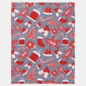 Cute Festive Red Illustrations kerstpatroon Fleece Deken (Voorkant)