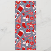Cute Festive Red Illustrations kerstpatroon Menu (Achterkant)