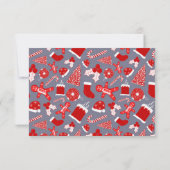 Cute Festive Red Illustrations kerstpatroon Save The Date (Achterkant)