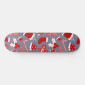 Cute Festive Red Illustrations kerstpatroon Skateboard (Horizontaal)