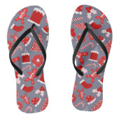Cute Festive Red Illustrations kerstpatroon Teenslippers (Voetbed)