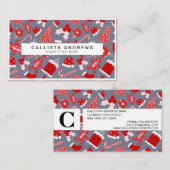 Cute Festive Red Illustrations kerstpatroon Visitekaartje (Voorkant / Achterkant)