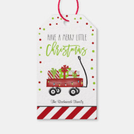 Cute Festive Red Striped Merry-kerstfeest Cadeaulabel