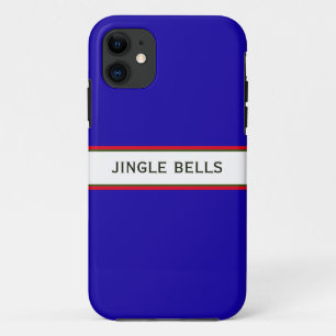 Cute Festive Royal Blue Modern Jingle Bells Text iPhone 11 Hoesje