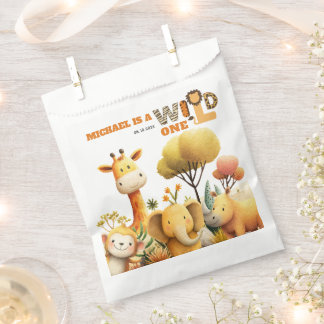 Cute Festive Safari Animals WILD ONE 1st Birthday  Bedankzakje