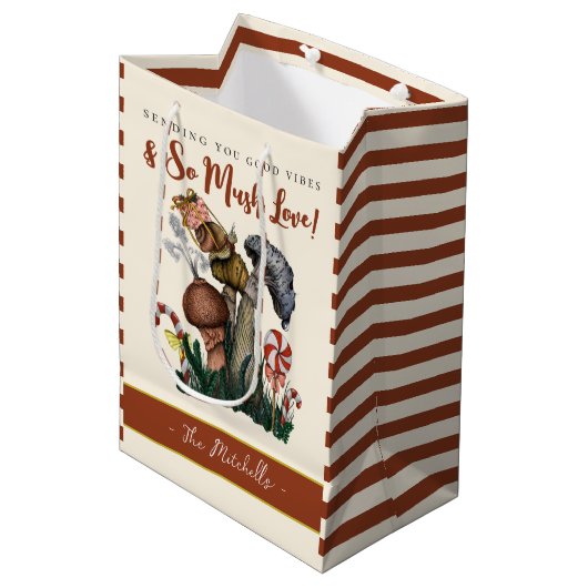 Cute Festive Snail Merry Magic Mushroom Kerstmis Medium Cadeauzakje (Voorkant Gekanteld)