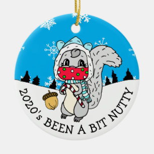 Cute Festive Squirrel 2020 is Nutty New Year Keramisch Ornament