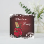 Cute Festive Teddy Bear Kerstparty Kaart (Staand voorkant)
