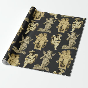 Cute Festive  Winged Cherub Angels Cadeaupapier