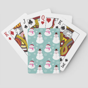 Cute Festive Winter Pink Frosty Snowman Pokerkaarten