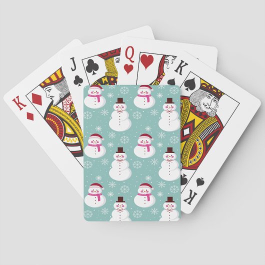 Cute Festive Winter Pink Frosty Snowman Pokerkaarten (Achterkant)
