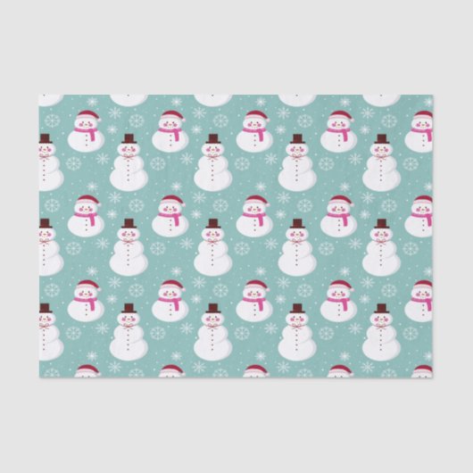 Cute Festive Winter Pink Frosty Snowman Tissuepapier (Voorkant)