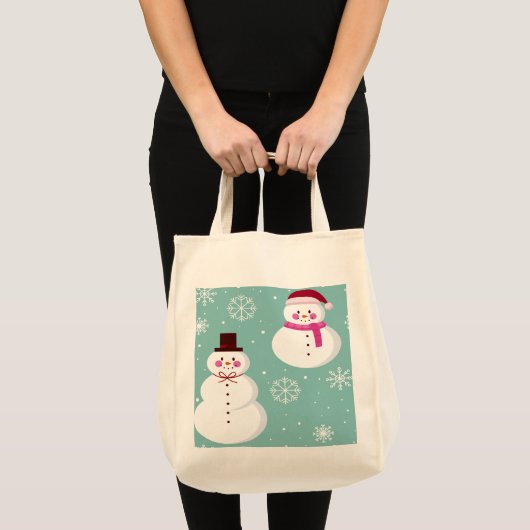 Cute Festive Winter Pink Frosty Snowman Tote Bag (Voorkant (product))