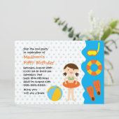 CUTE Fête de piscine pour filles Invitation d'anni (Debout devant)