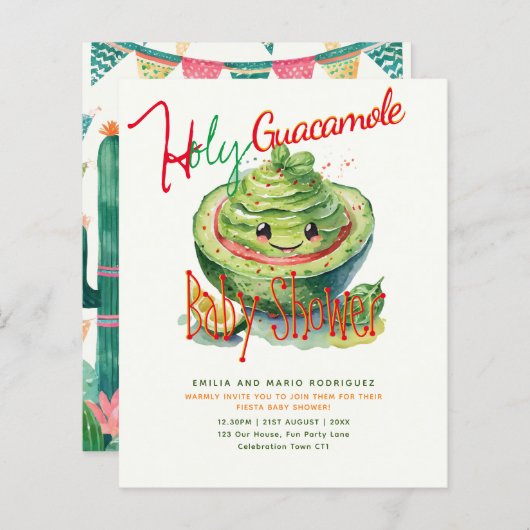 Cute Fiesta Holy Guacamole Baby Shower BEGROTING (Voorkant / Achterkant)