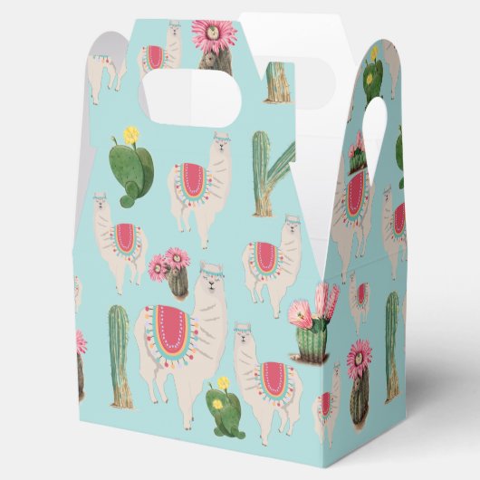 Cute Fiesta Llama & Cactus Pattern Bedankdoosjes (Geopend)
