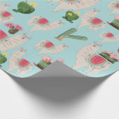 Cute Fiesta Llama & Cactus Pattern Cadeaupapier (Hoek)