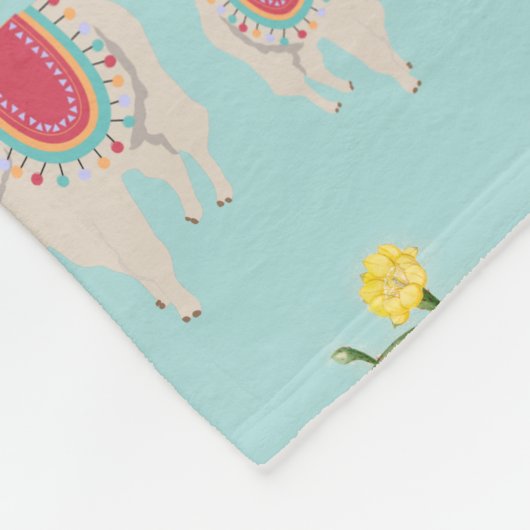 Cute Fiesta Llama & Cactus Pattern Fleece Deken (Hoek)