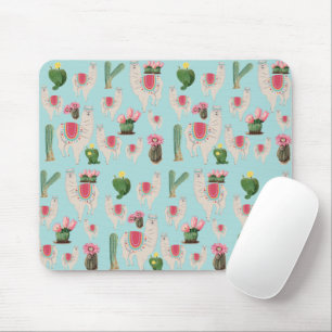 Cute Fiesta Llama & Cactus Pattern Muismat