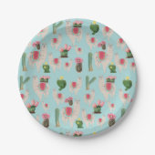 Cute Fiesta Llama & Cactus Pattern Papieren Bordje (Voorkant)